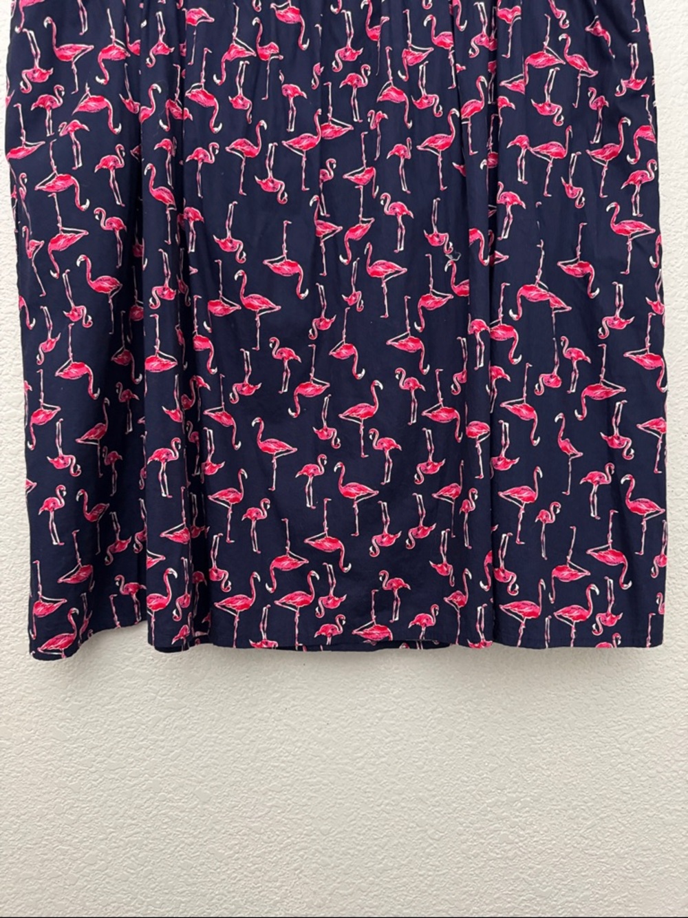 Modcloth Flamingo Print Skirt Navy Blue Size 2X Cotton Lined - Picture 3 of 12